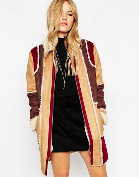 manteau peu de mouton patchwork